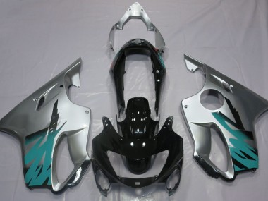 Gloss Silver & Teal 1999-2000 Honda CBR600 F4 Motorcycle Fairings