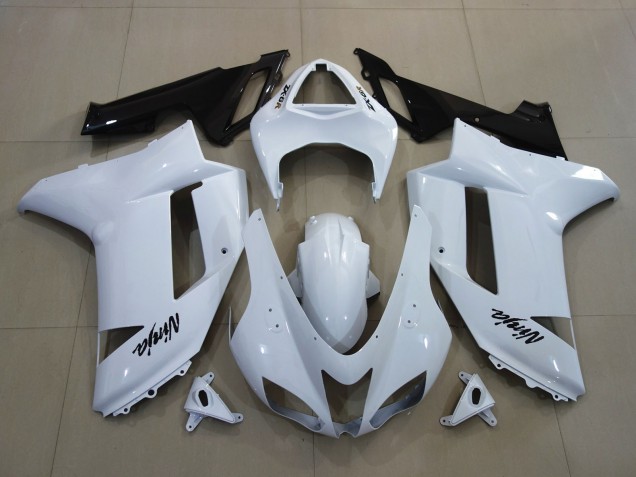 Gloss White 2007-2008 Kawasaki ZX6R Motorcycle Fairings