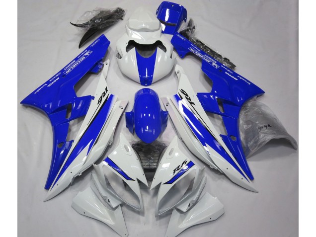 Gloss White and Blue 2006-2007 Yamaha R6 Motorcycle Fairings