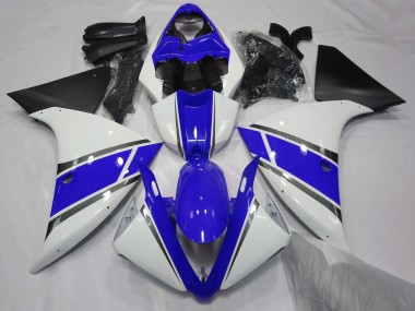 Gloss White and Blue 2009-2012 Yamaha R1 Motorcycle Fairings