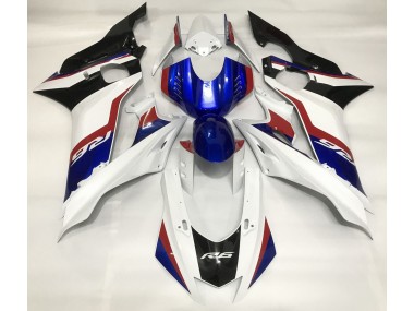 Gloss White and Deep Blue 2017-2019 Yamaha R6 Motorcycle Fairings