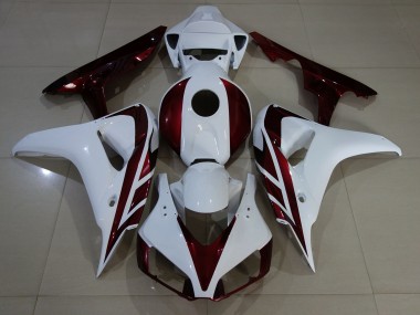 Gloss White and Deep Red 2006-2007 Honda CBR1000RR Motorcycle Fairings