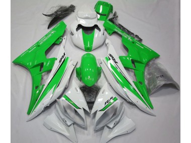 Gloss White and Green 2006-2007 Yamaha R6 Motorcycle Fairings