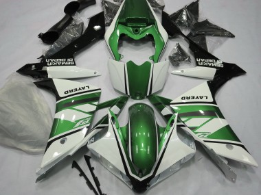 Gloss White and Green 2007-2008 Yamaha R1 Motorcycle Fairings