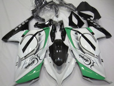 Gloss White and Green 2013-2018 Kawasaki Ninja 300 Motorcycle Fairings