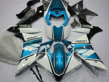 Gloss White and Light Blue 2007-2008 Yamaha R1 Motorcycle Fairings