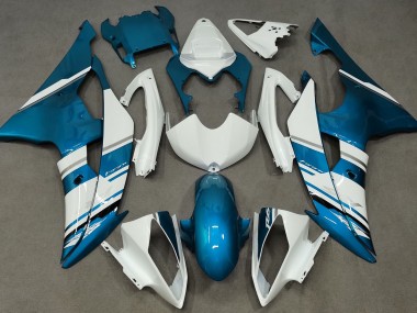 Gloss White and Light Blue OEM Style 2008-2016 Yamaha R6 Motorcycle Fairings