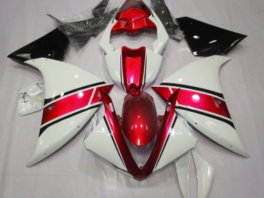 Gloss White and Metallic Red 2009-2012 Yamaha R1 Motorcycle Fairings