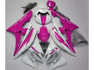 Gloss White and Pink 2006-2007 Yamaha R6 Motorcycle Fairings