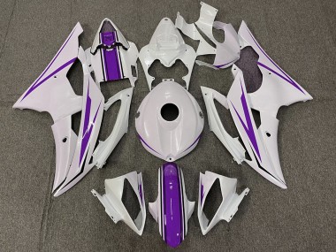 Gloss White and Purple 2008-2016 Yamaha R6 Motorcycle Fairings