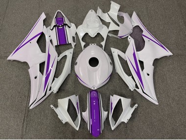 Gloss White and Purple 2008-2016 Yamaha R6 Motorcycle Fairings