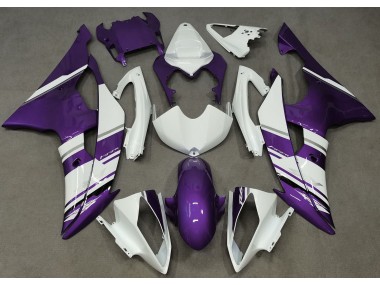 Gloss White and Purple OEM Style 2008-2016 Yamaha R6 Motorcycle Fairings