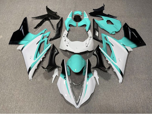 Gloss White and Teal 2013-2016 Triumph Daytona 675 Motorcycle Fairings