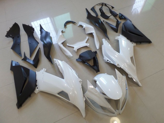 Gloss White Black 2013-2018 Kawasaki ZX6R Motorcycle Fairings