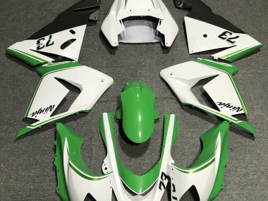 Gloss White & Green 2004-2005 Kawasaki ZX10R Motorcycle Fairings