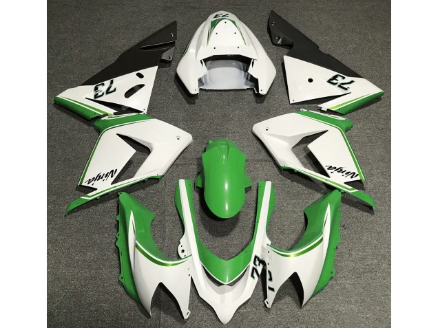 Gloss White & Green 2004-2005 Kawasaki ZX10R Motorcycle Fairings