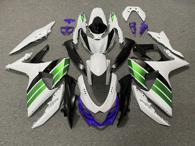 Gloss White Green Black and Purple 2009-2016 Suzuki GSXR 1000 Motorcycle Fairings