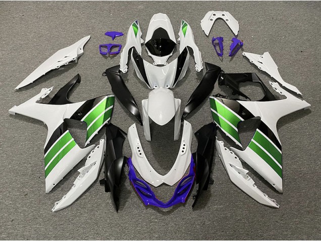 Gloss White Green Black and Purple 2009-2016 Suzuki GSXR 1000 Motorcycle Fairings