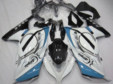 Gloss White & Light Blue 2013-2018 Kawasaki Ninja 300 Motorcycle Fairings