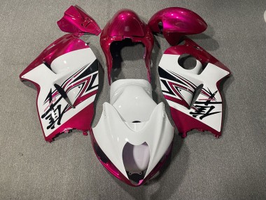 Gloss White & Pink 1997-2007 Suzuki GSXR 1300 Motorcycle Fairings