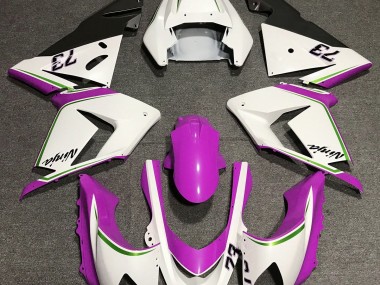 Gloss White & Pink 2004-2005 Kawasaki ZX10R Motorcycle Fairings