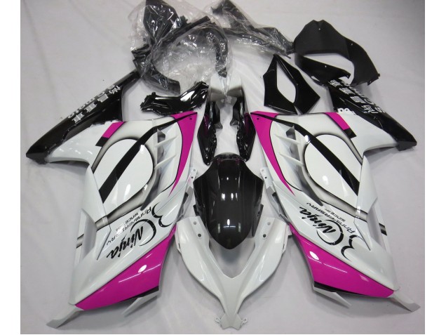 Gloss White & Pink 2013-2018 Kawasaki Ninja 300 Motorcycle Fairings