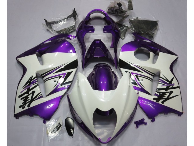 Gloss White & Purple 1997-2007 Suzuki GSXR 1300 Motorcycle Fairings