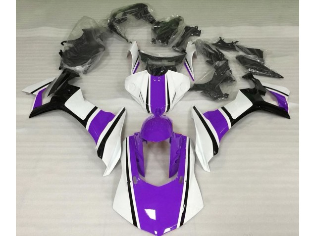 Gloss White Purple and Black 2015-2019 Yamaha R1 Motorcycle Fairings