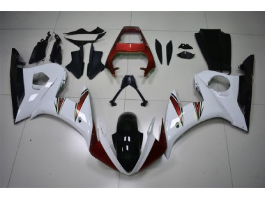 Gloss White & Red Accents 2003-2005 Yamaha R6 Motorcycle Fairings