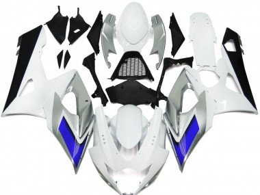 Gloss White Style with Silver Hints and Blue 2005-2006 Suzuki GSXR 1000 Motorcycle Fairings