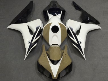 Gloss White Tan Black 2006-2007 Honda CBR1000RR Motorcycle Fairings