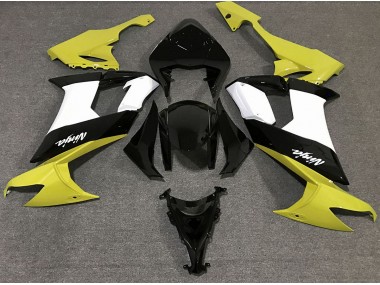 Gloss Yellow Black and White 2008-2010 Kawasaki ZX10R Motorcycle Fairings