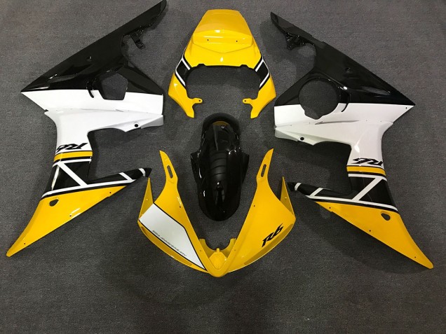 Gloss Yellow & White 2003-2005 Yamaha R6 Motorcycle Fairings