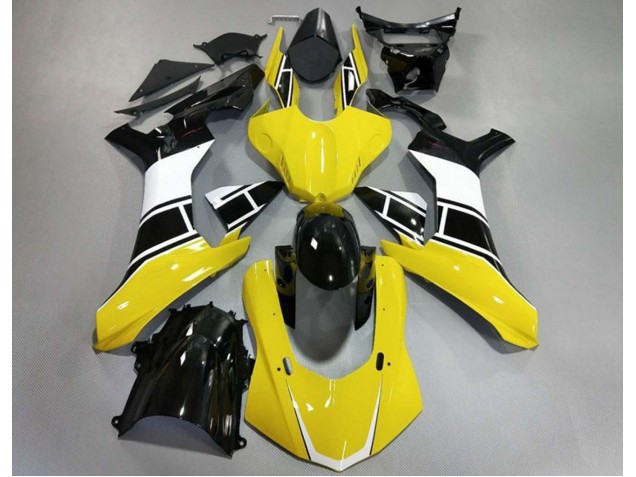 Gloss Yellow White and Black 2015-2019 Yamaha R1 Motorcycle Fairings