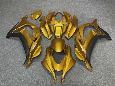 Gold with Ninja White 2016-2019 Kawasaki ZX10R Motorcycle Fairings