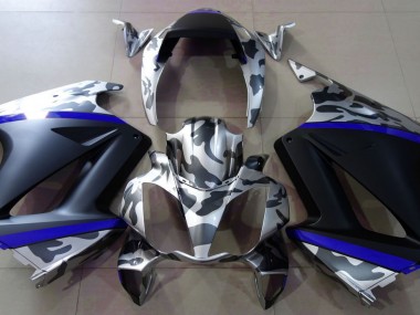 Gray Camouflage & Blue 2002-2012 Honda VFR800 Motorcycle Fairings