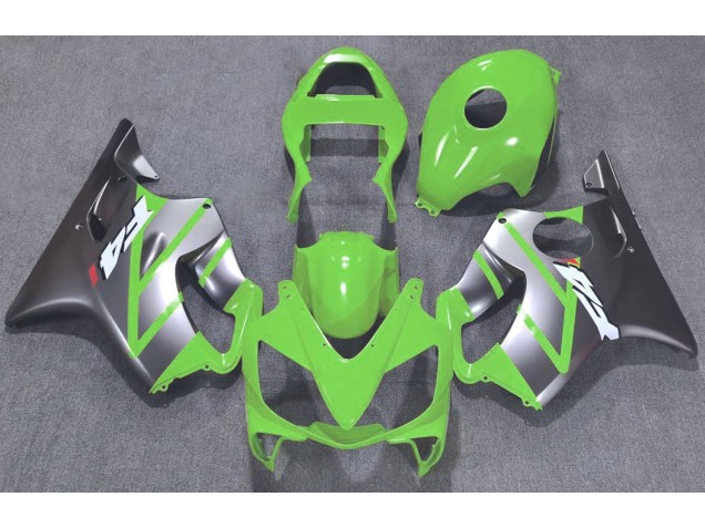 Green and Matte Silver 2001-2003 Honda CBR600 F4i Motorcycle Fairings