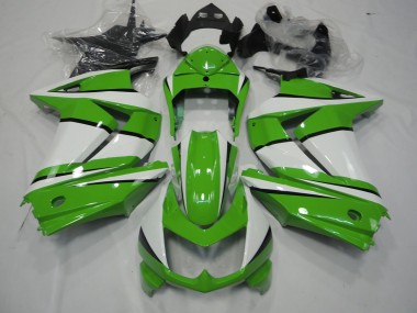 Green and White 2008-2013 Kawasaki Ninja 250 Motorcycle Fairings