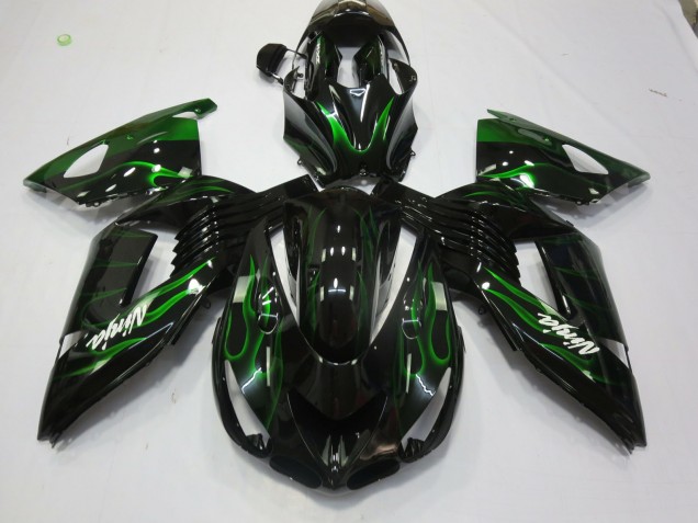 Green Flame 2006-2011 Kawasaki ZX14R Motorcycle Fairings