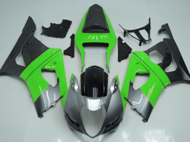 Green Silver and Black 2003-2004 Suzuki GSXR 1000 Motorcycle Fairings