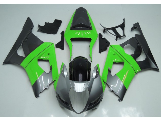 Green Silver and Black 2003-2004 Suzuki GSXR 1000 Motorcycle Fairings