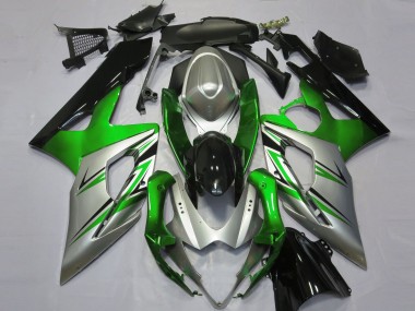 Green Silver and Black 2005-2006 Suzuki GSXR 1000 Motorcycle Fairings