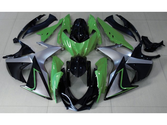 Green Silver and Black 2009-2016 Suzuki GSXR 1000 Motorcycle Fairings