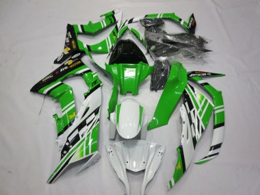 Green White Black 1 2011-2015 Kawasaki ZX10R Motorcycle Fairings