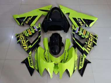 High Viz Yellow and Black 2004-2005 Kawasaki ZX10R Motorcycle Fairings