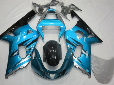 Light Blue and Silver 2001-2003 Suzuki GSXR 600-750 Motorcycle Fairings