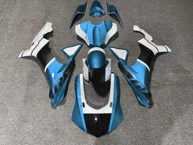 Light Blue & Carbon Fiber Accents 2015-2019 Yamaha R1 Motorcycle Fairings