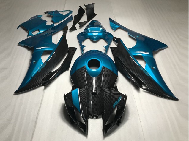 Light Blue w Carbon Style 2008-2016 Yamaha R6 Motorcycle Fairings