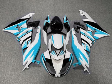 Light Blue White and Black Zag 2009-2012 Kawasaki ZX6R Motorcycle Fairings