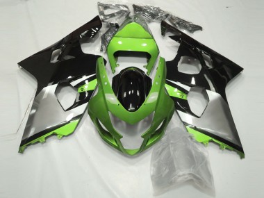 Light Green Silver and Black 2004-2005 Suzuki GSXR 600-750 Motorcycle Fairings